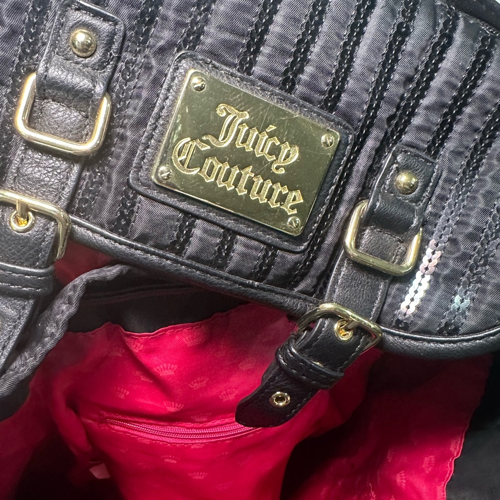 Juicy Couture Black and Vibrant Pink Shoulder Bag